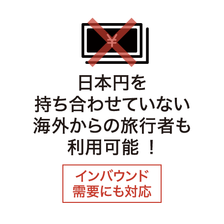 日本円を持ち合わせていない海外からの旅行者も利用可能！